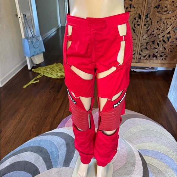 Namallia red hot cut out moto pants size S NWOT - Picture 2 of 16